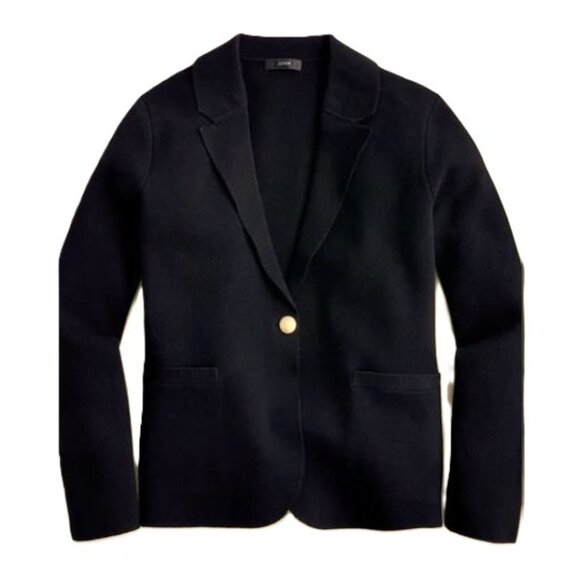 NEW NWT J. Crew Size S Camille Black Knit Sweater Blazer Jacket Pockets Button - Picture 1 of 8